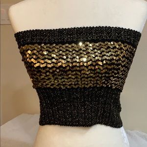 Sleeveless sequins tube top